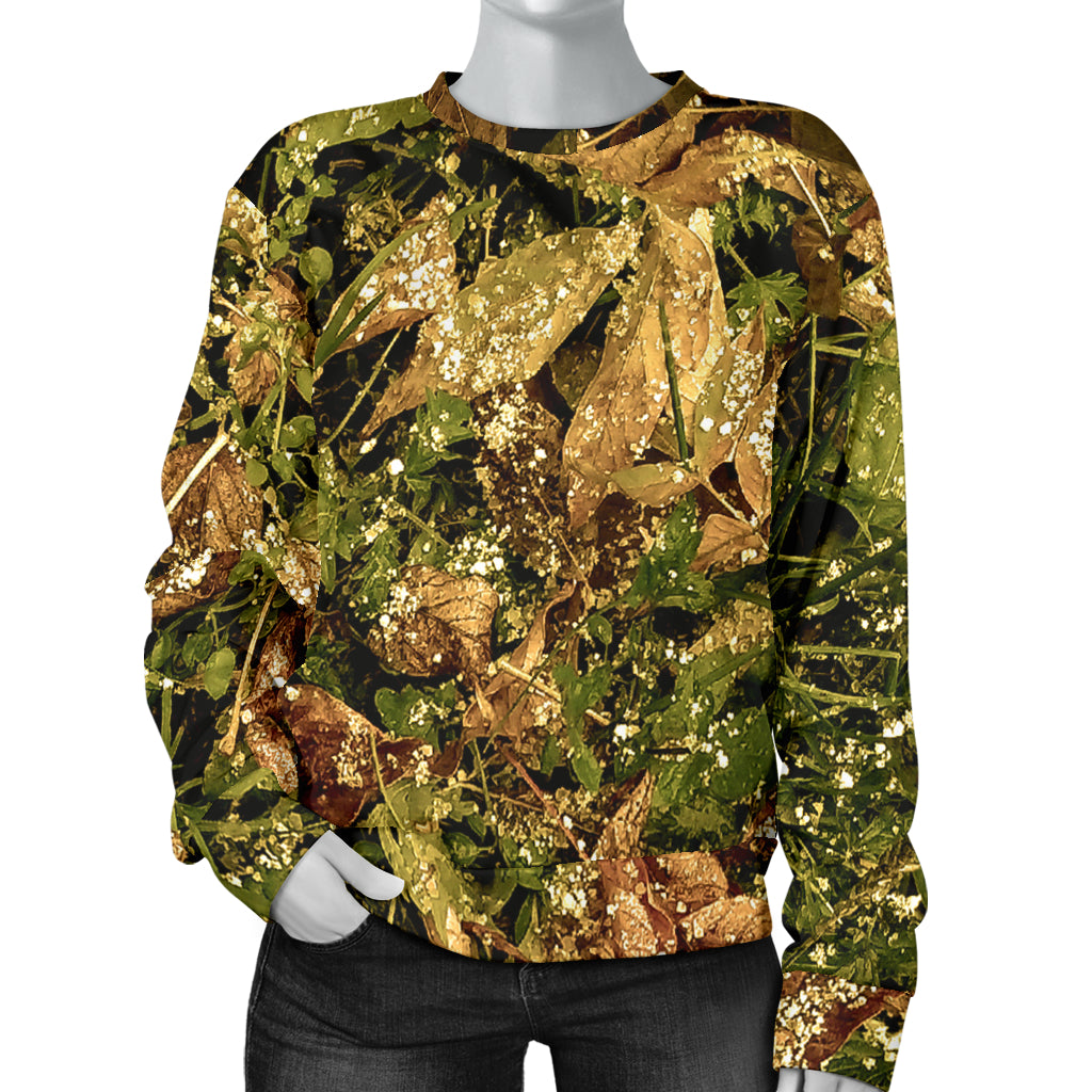 Camo Realistic Tree Forest Texture Print Women Long Sleeve Sweatshirt
