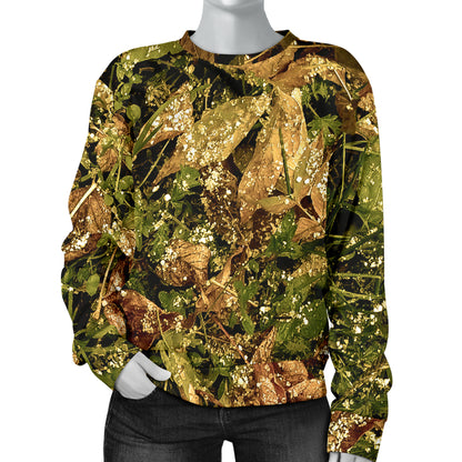 Camo Realistic Tree Forest Texture Print Women Long Sleeve Sweatshirt