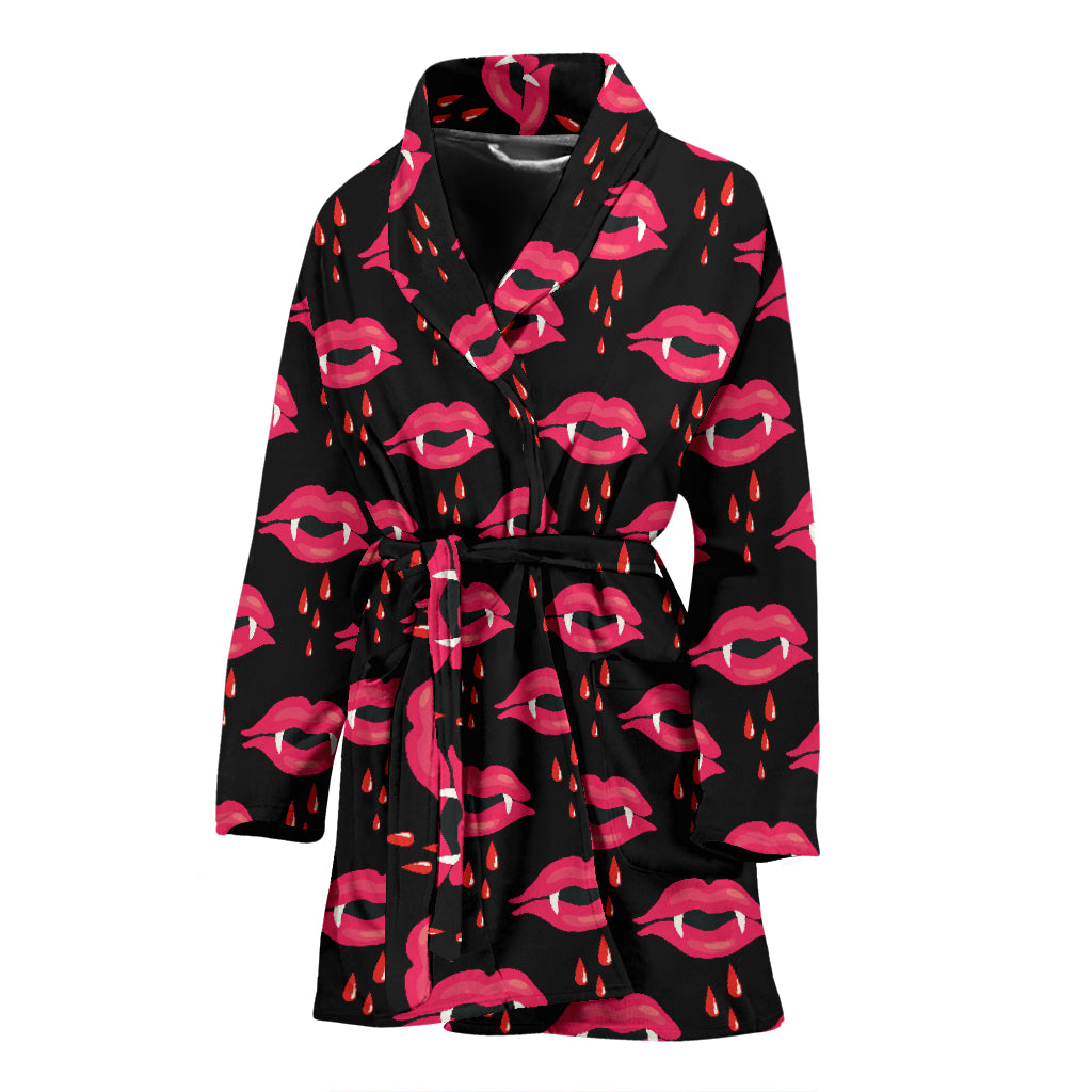Vampire Lips Print Design LKS303 Women Bathrobe