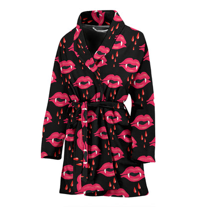 Vampire Lips Print Design LKS303 Women Bathrobe