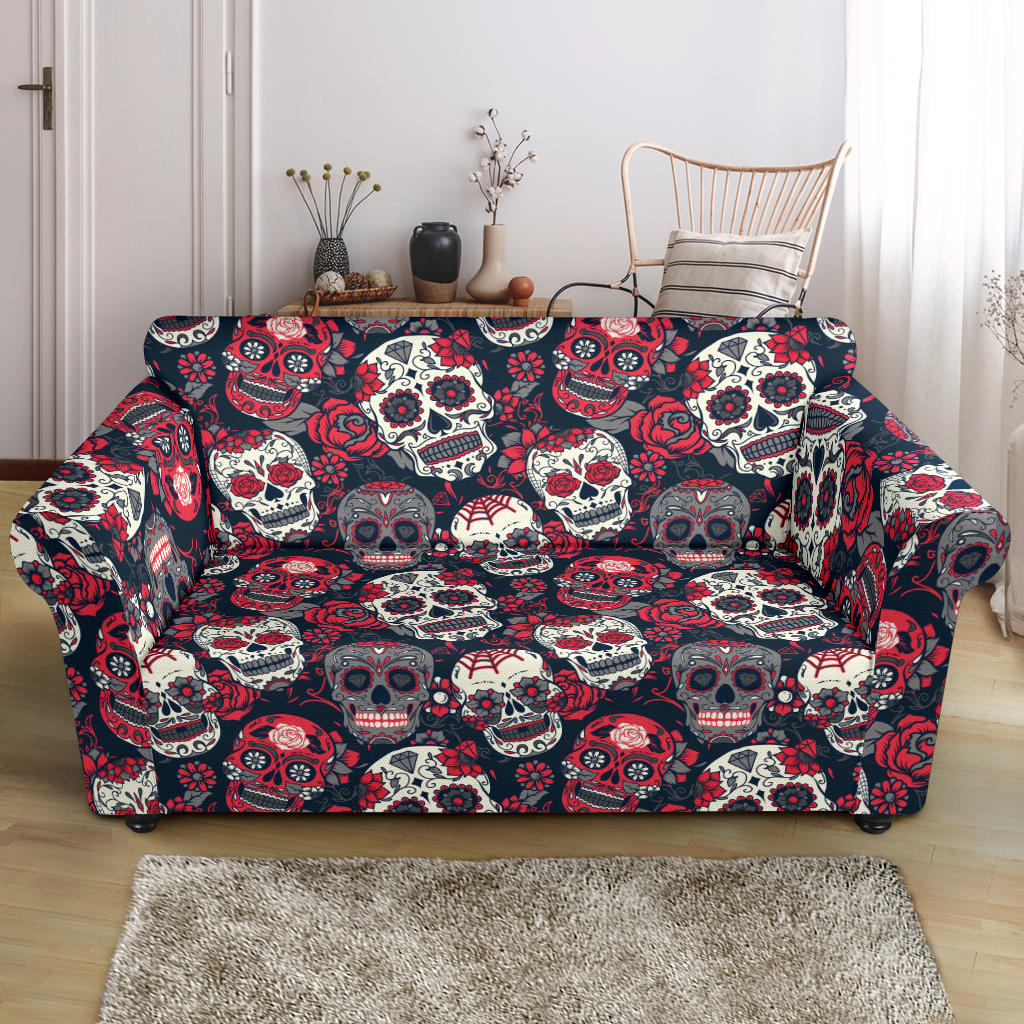 Sugar Skull Print Design LKS303 Loveseat Couch Slipcover