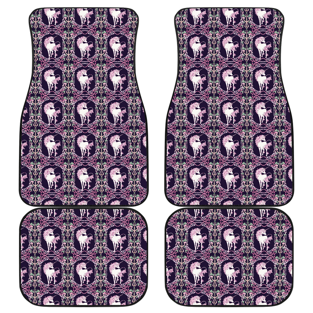 Unicorn Fantastic Flower Car Floor Mats Front Back