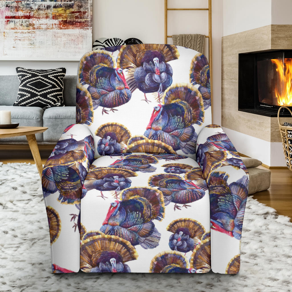 Turkey Pattern Print Design 01 Recliner Slipcover with Pocket