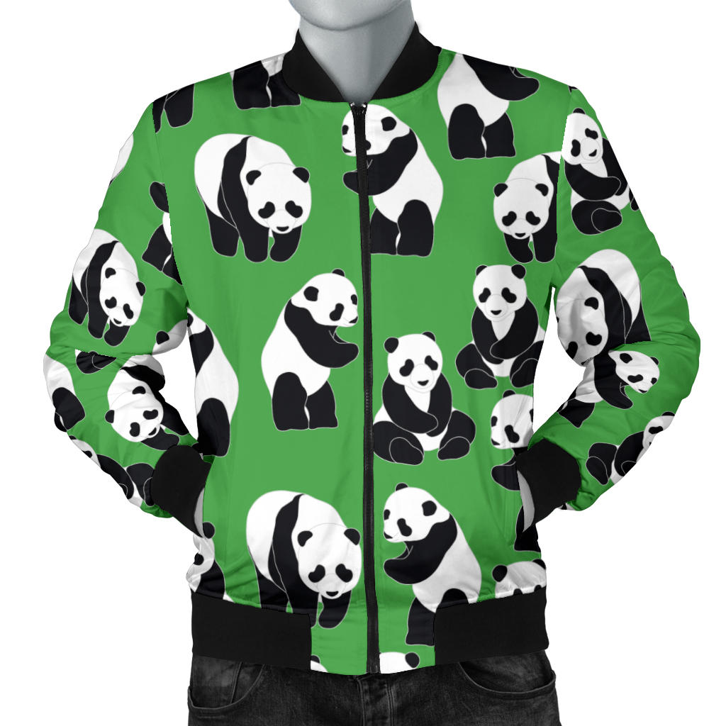 Panda Bear Pattern Themed Print Men Bomber Jacket