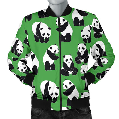 Panda Bear Pattern Themed Print Men Bomber Jacket