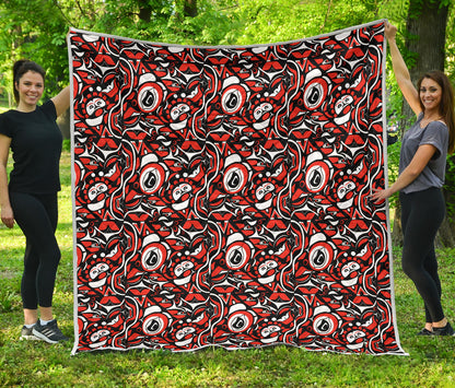 Native North American Themed Print Quilt Bedspread