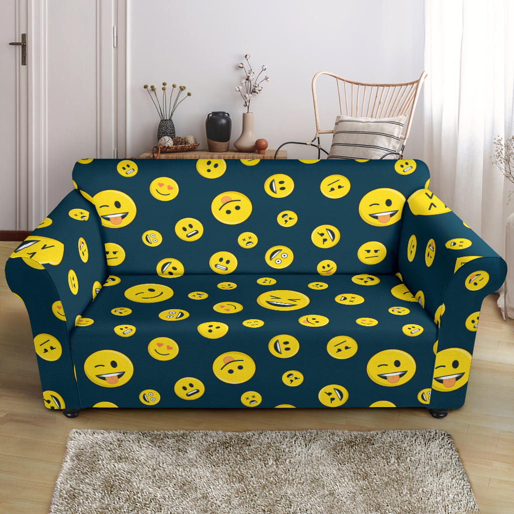 Smiley Face Emoji Print Design LKS301 Loveseat Couch Slipcover