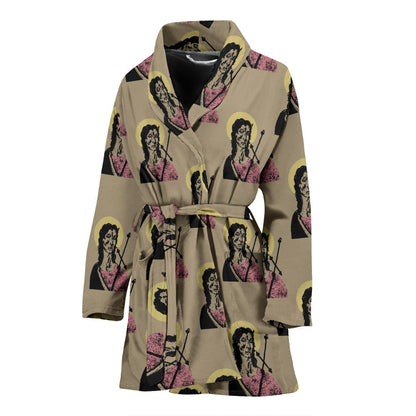 Christian Pattern Print Design 04 Women Bathrobe