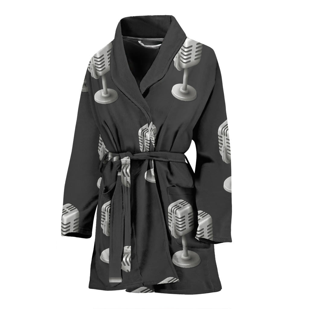 Microphone Vintage Pattern Print Design 01 Women Bathrobe