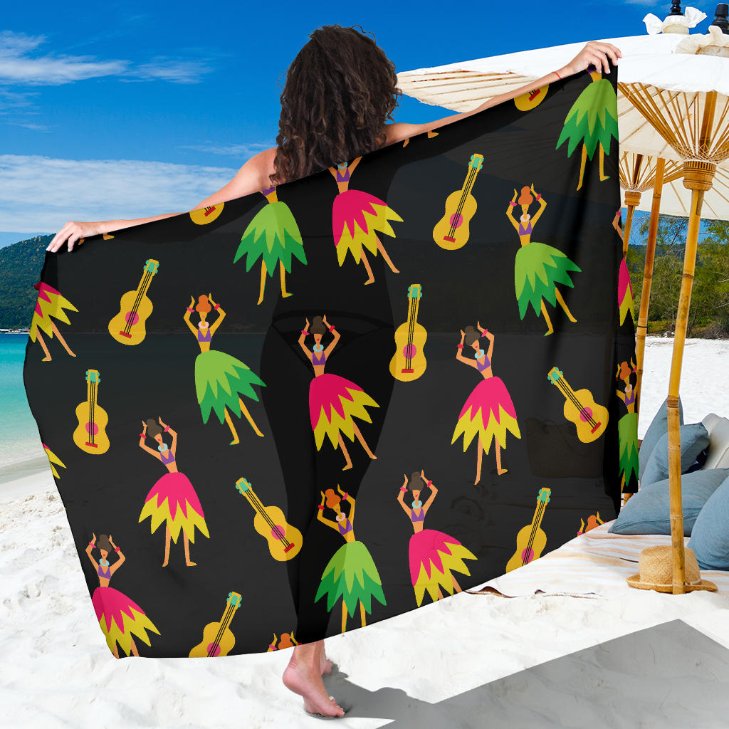 Hula Dancers Hawaiian Girl Pattern Print Design 03 Sarong Pareo Wrap