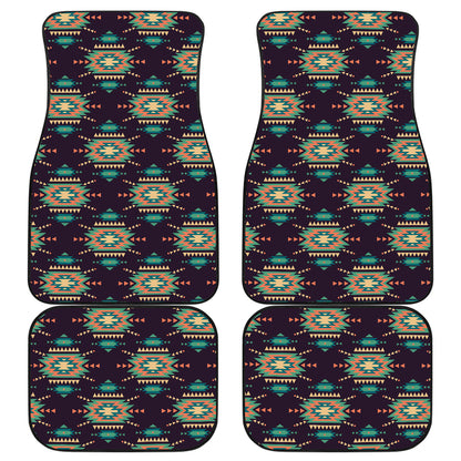 Navajo Geometric Style Print Pattern Car Floor Mats Front Back