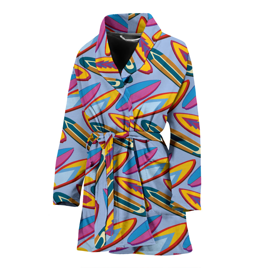 Surfboard Pattern Print Design LKS303 Women Bathrobe