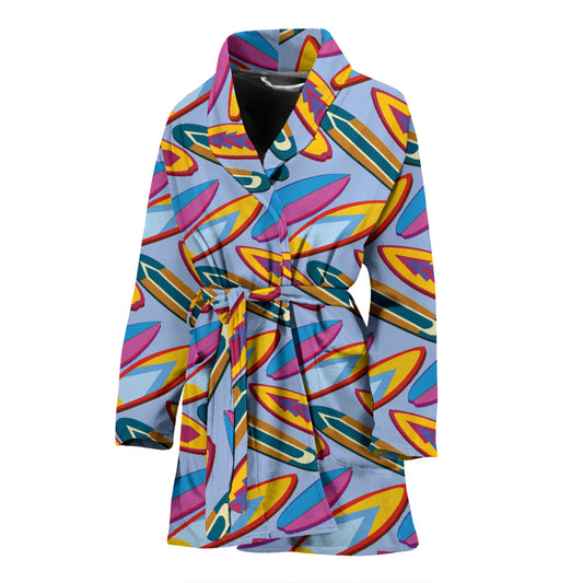Surfboard Pattern Print Design LKS303 Women Bathrobe