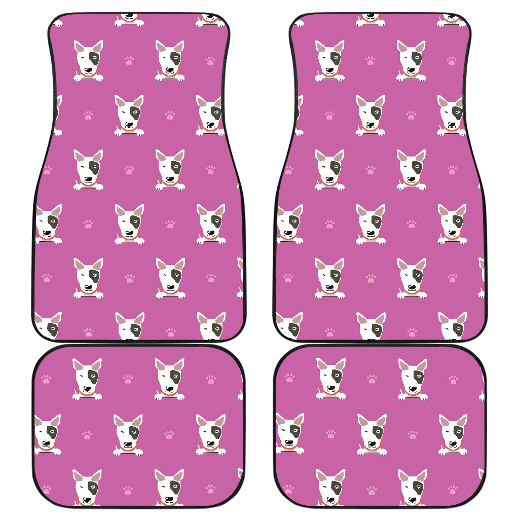 Bull Terrier Happy Print Pattern Car Floor Mats Front Back