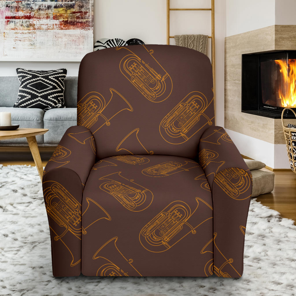 Tuba Pattern Print Design 02 Recliner Slipcover with Pocket