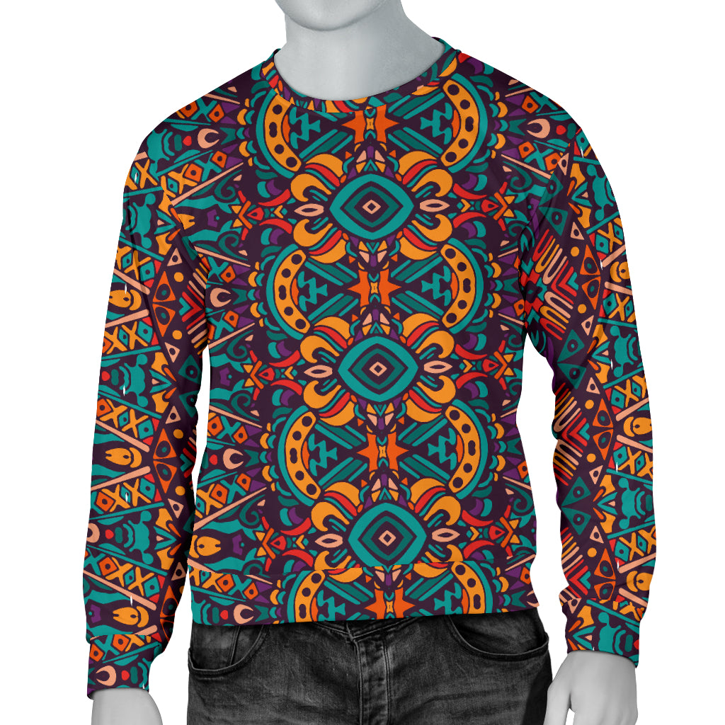 Ethnic Style Print Pattern Men Long Sleeve Sweatshirt