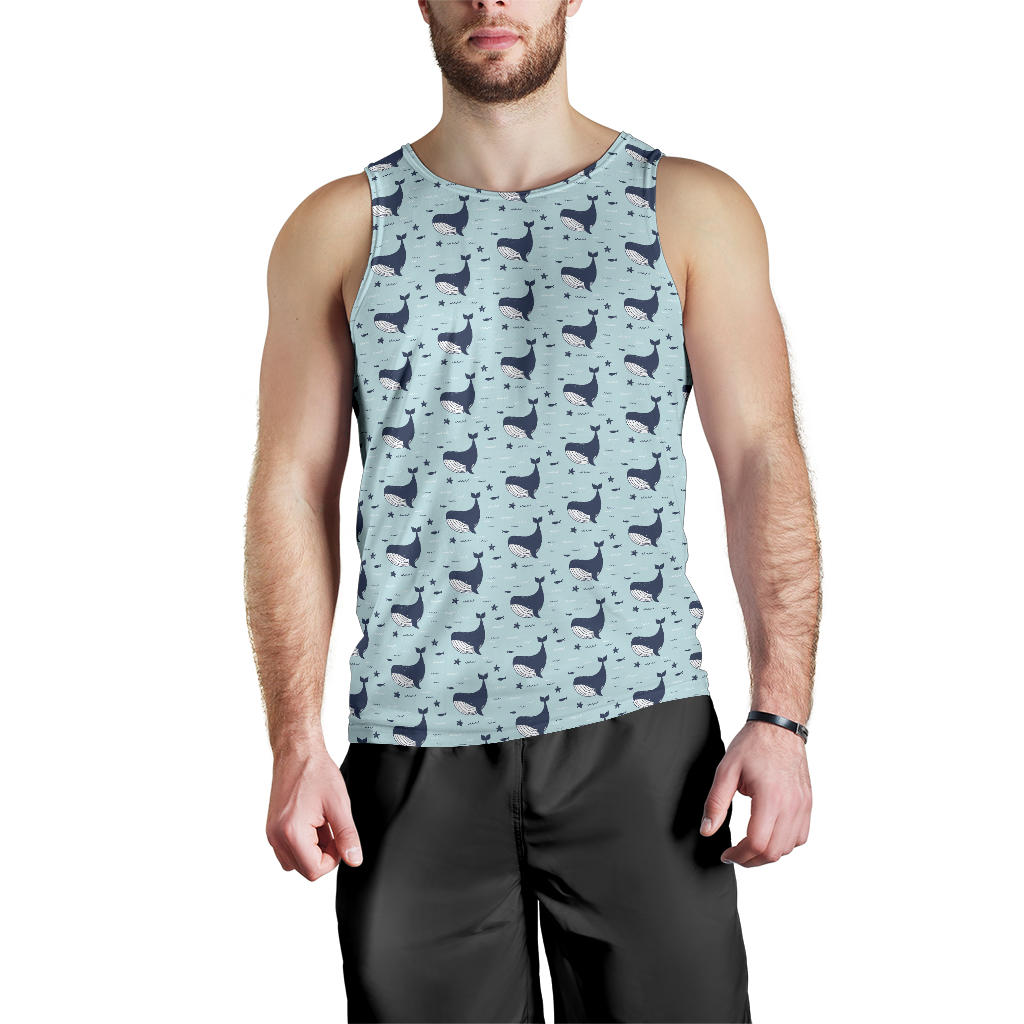 Whale Cute Design Themed Print Men Tank Top