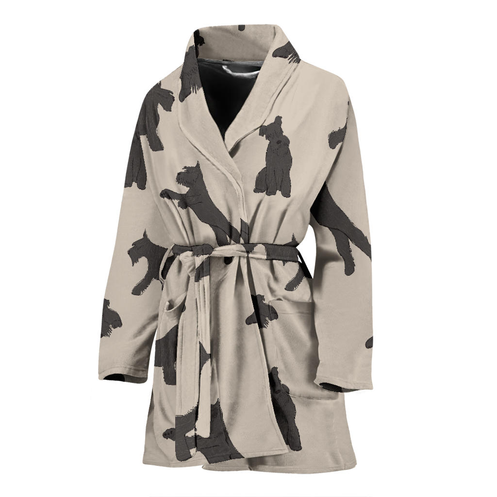 Schnauzers Pattern Print Design A06 Women Bathrobe