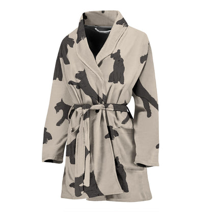Schnauzers Pattern Print Design A06 Women Bathrobe