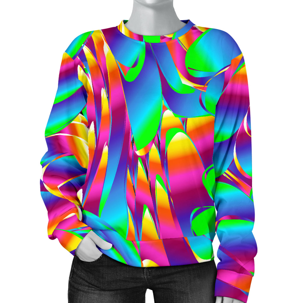 Psychedelic Trippy Pattern Women Long Sleeve Sweatshirt