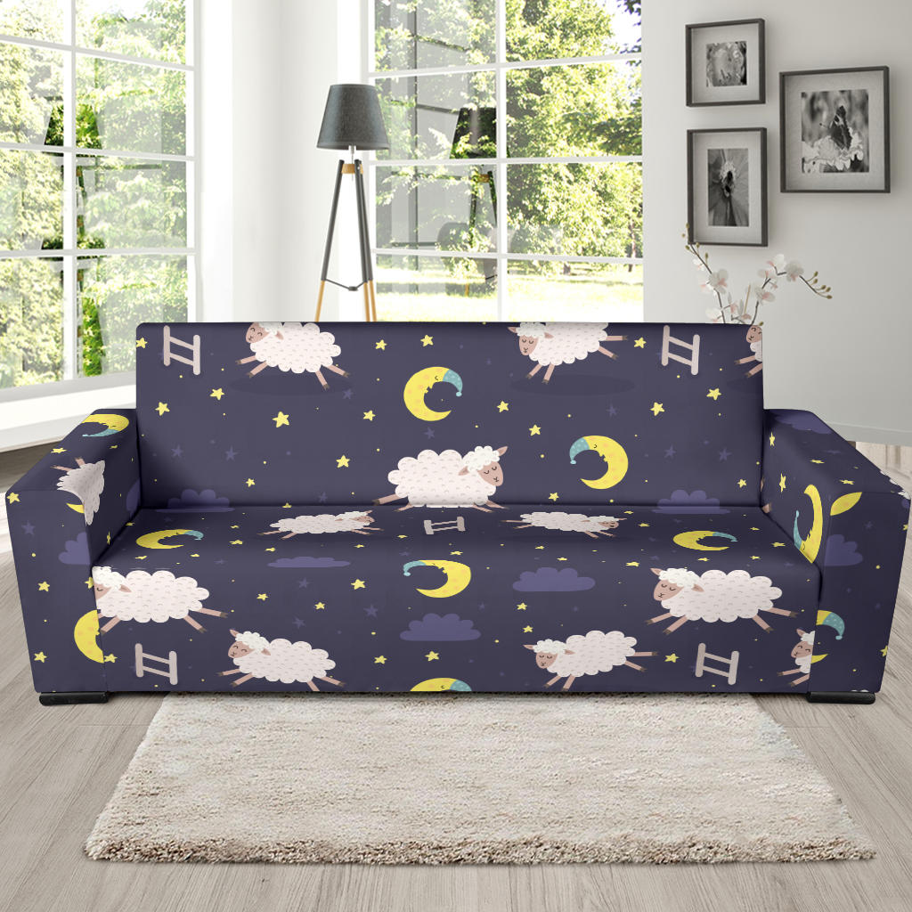 Sheep Night Pattern Print Design 02 Sofa Slipcover