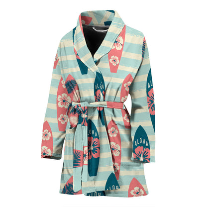 Aloha Hawaii Surfboard Pattern Print Design 02 Women Bathrobe