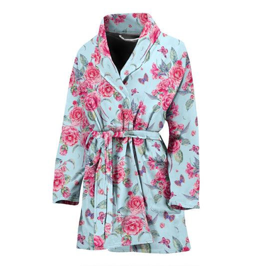 Camellia Pattern Print Design 01 Women Bathrobe
