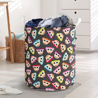 Monkey Head Design Themed Print Laundry Basket