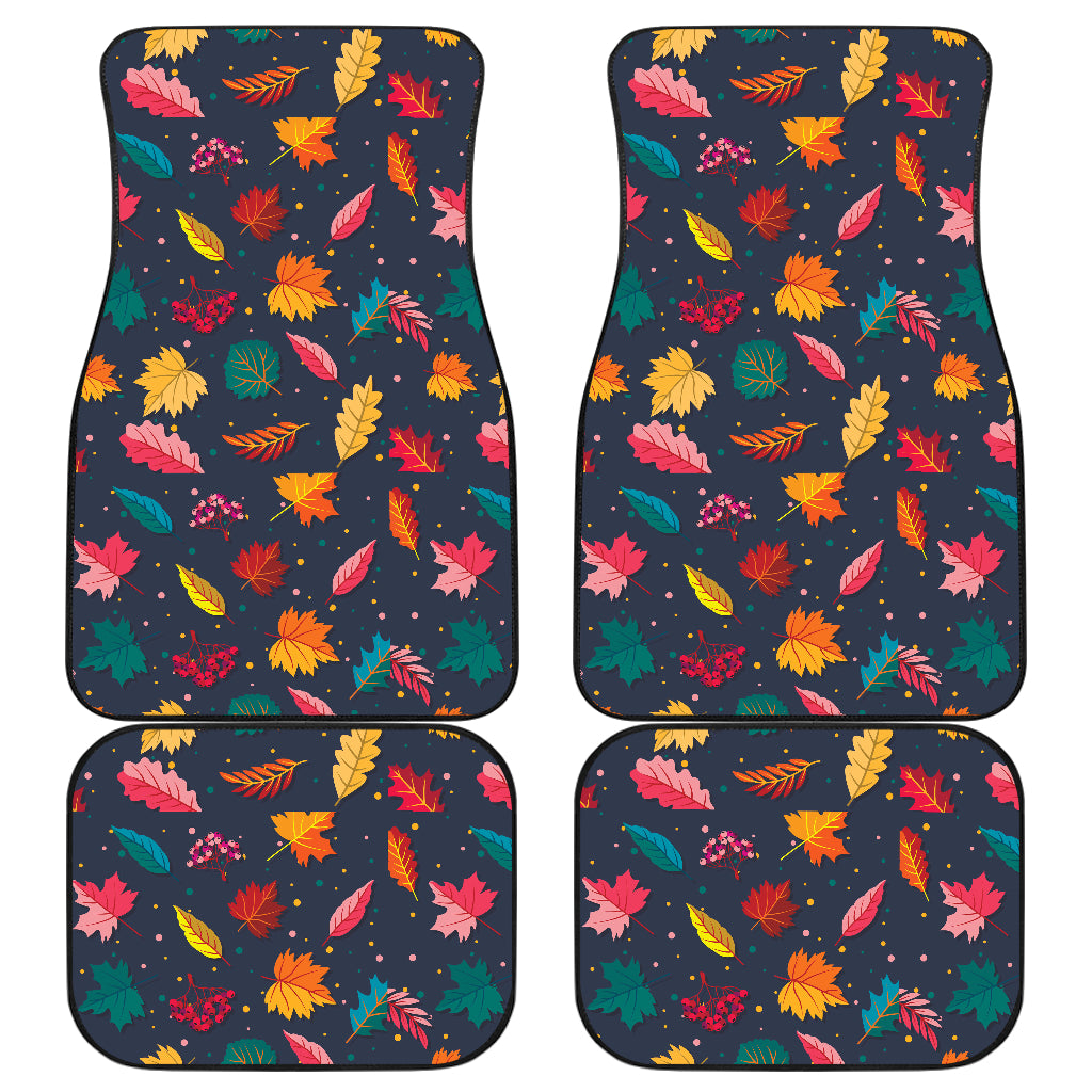 Elm Leave Colorful Print Pattern Car Floor Mats Front Back