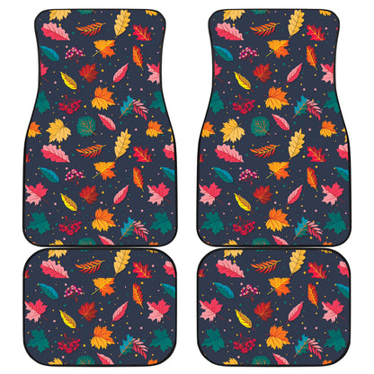 Elm Leave Colorful Print Pattern Car Floor Mats Front Back