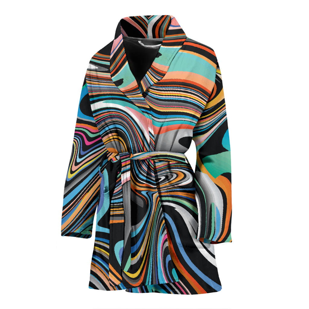 Liquid Pattern Print Design 02 Women Bathrobe