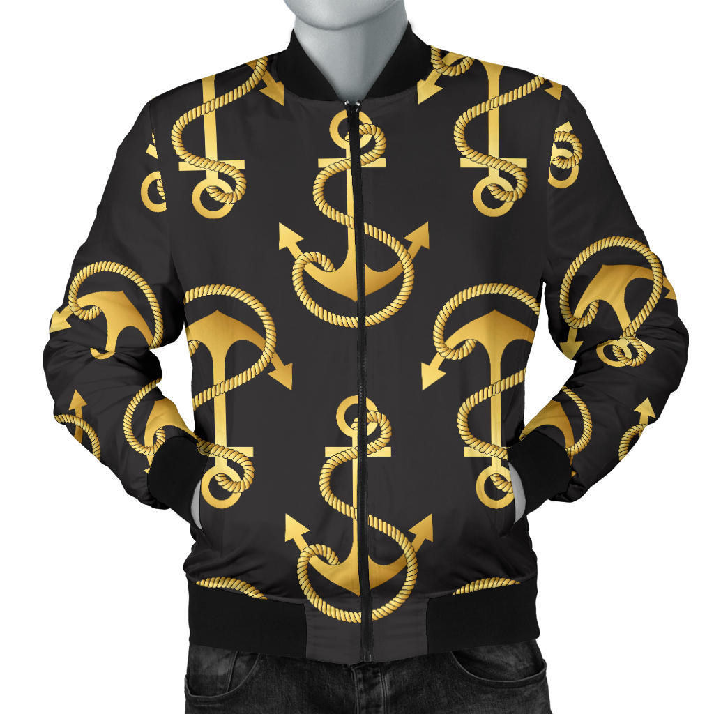 Anchor Gold Pattern Men Bomber Jacket