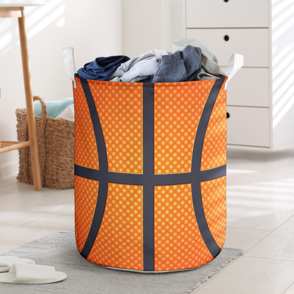 Basketball Texture Print Pattern Laundry Basket