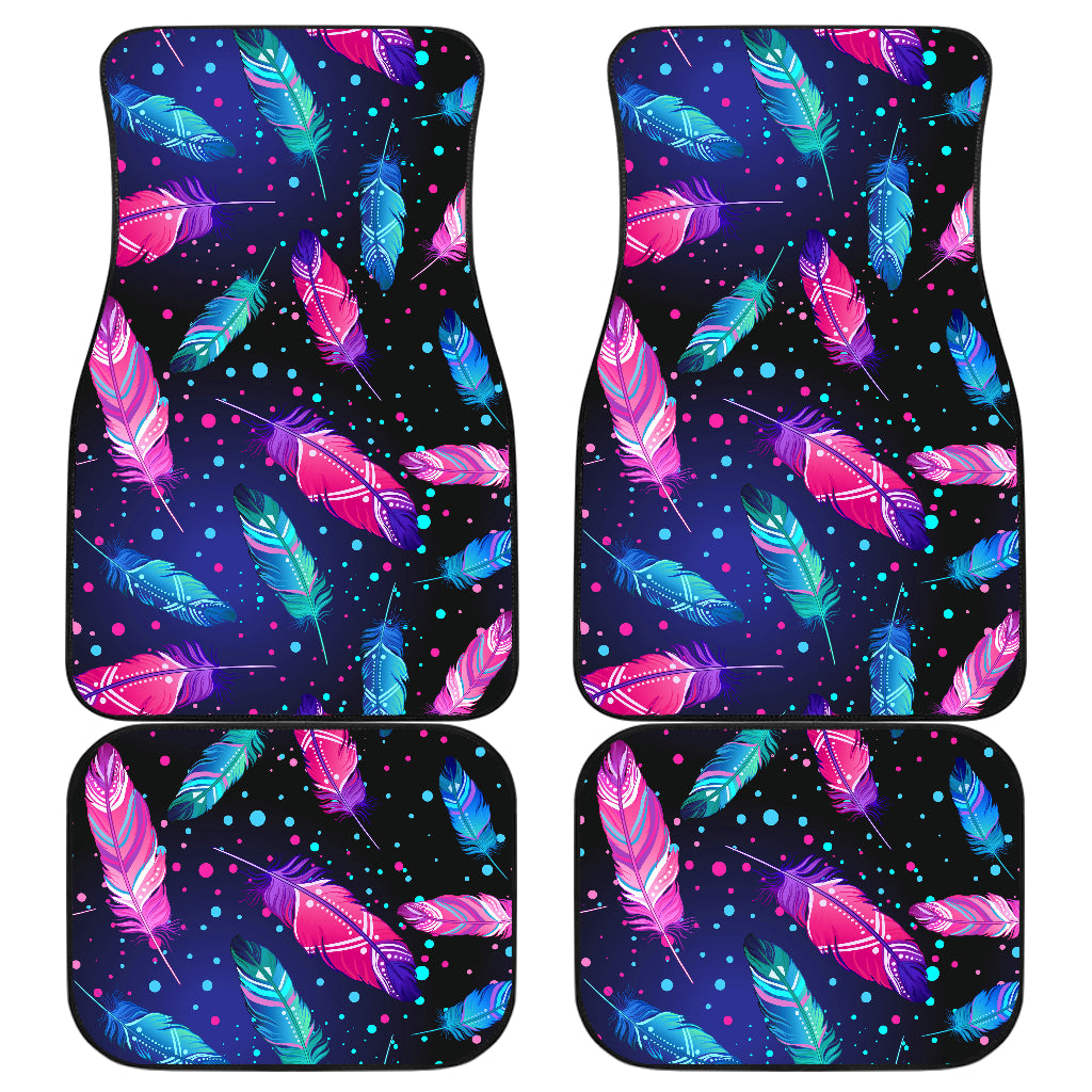 Feather Colorful Boho Design Print Car Floor Mats Front Back
