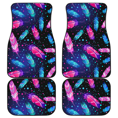 Feather Colorful Boho Design Print Car Floor Mats Front Back