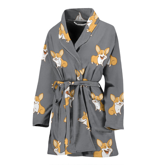 Pembroke Welsh Corgis Pattern Print Design A02 Women Bathrobe