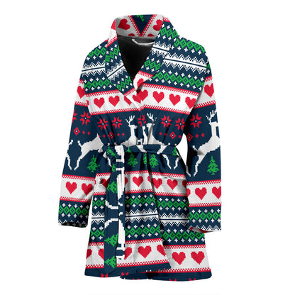 Reindeer Pattern Print Design 03 Women Bathrobe