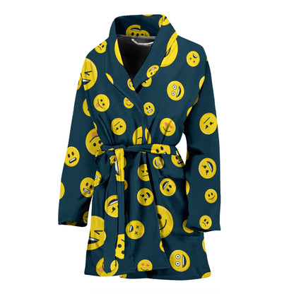 Smiley Face Emoji Print Design LKS301 Women Bathrobe