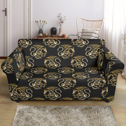 Skeleton Dragon Print Design LKS306 Loveseat Couch Slipcover