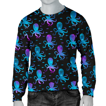 Octopus Blue Design Print Themed Men Long Sleeve Sweatshirt