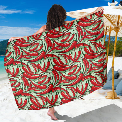 Chilli Pepper Pattern Print Design 04 Sarong Pareo Wrap