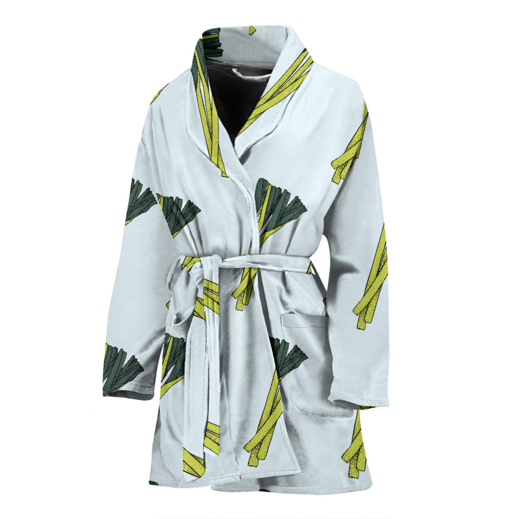 Leek Pattern Print Design 03 Women Bathrobe