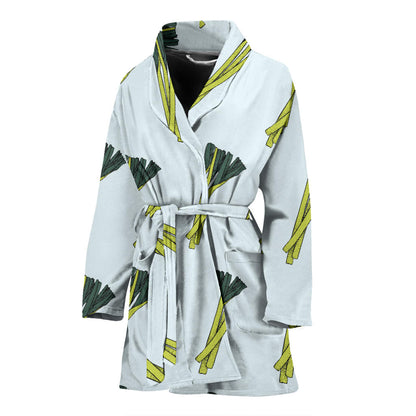 Leek Pattern Print Design 03 Women Bathrobe