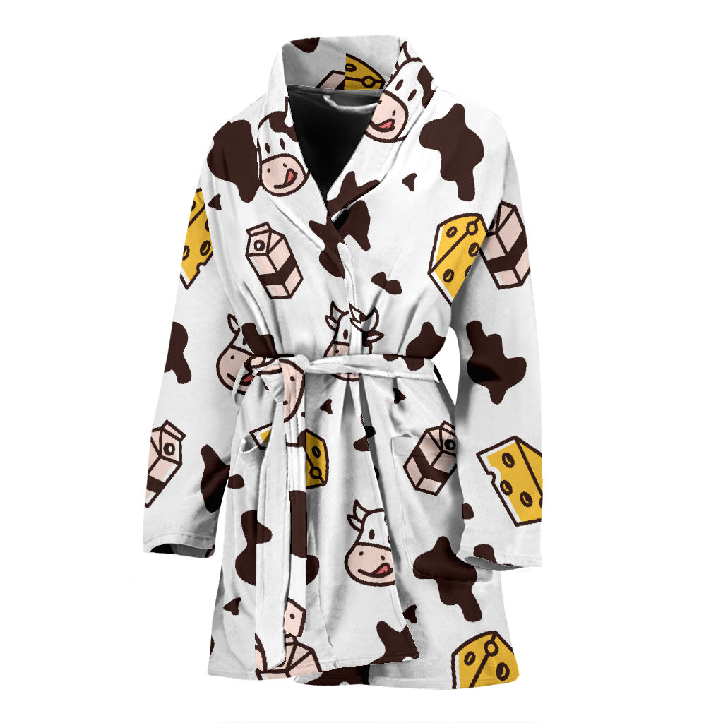 Cow Pattern Print Design 06 Women Bathrobe