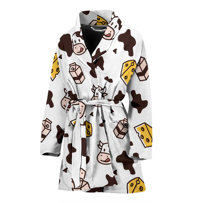 Cow Pattern Print Design 06 Women Bathrobe