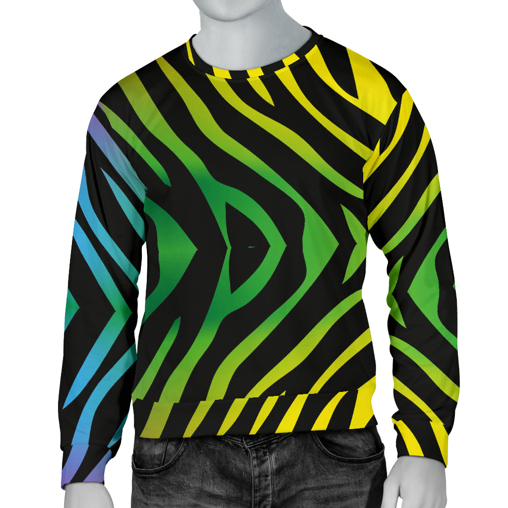 Rainbow Zebra Themed Print Men Long Sleeve Sweatshirt
