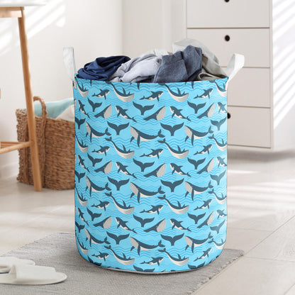 Whale Pattern Design Themed Print Laundry Basket