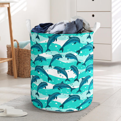 Dolphin Design Print Pattern Laundry Basket