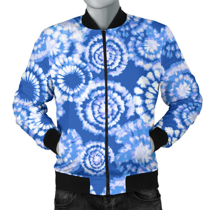 Tie Dye Blue Design Print Men Bomber Jacket