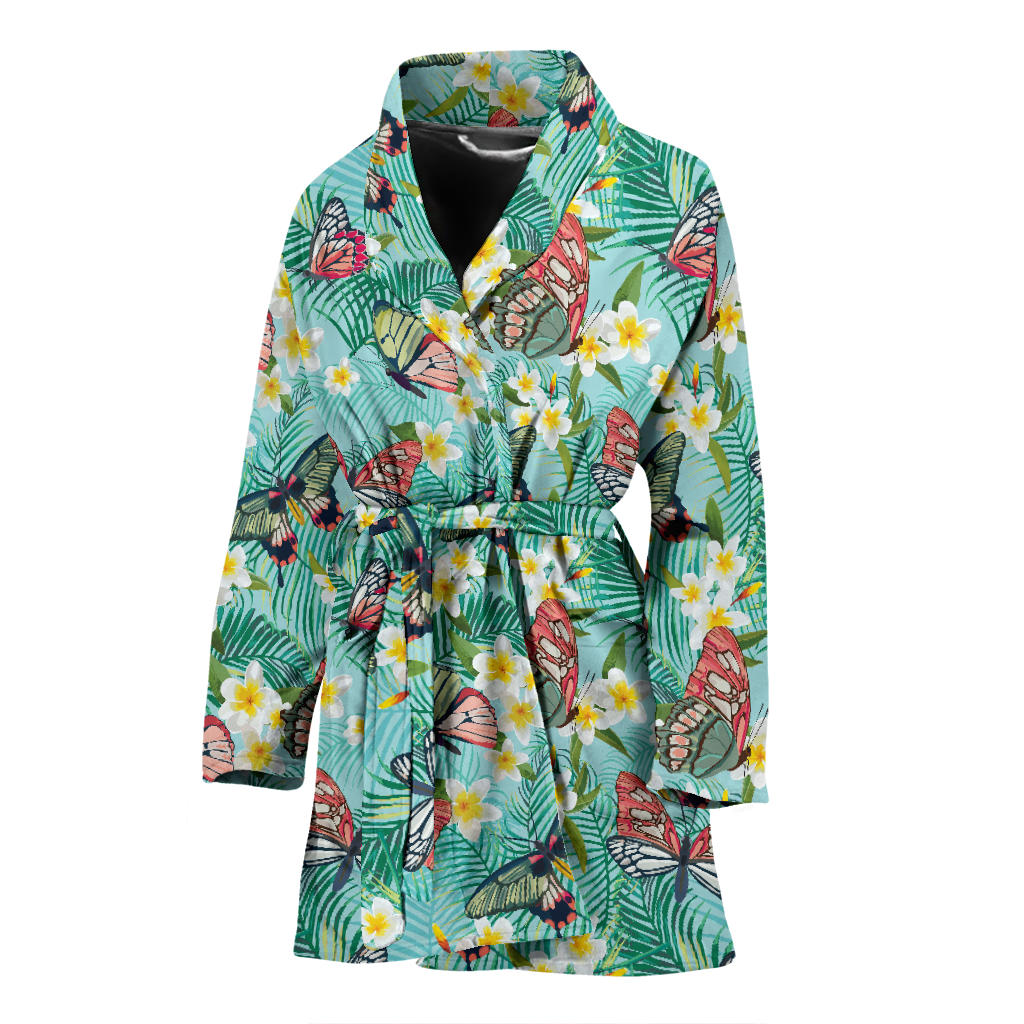 Butterfly Pattern Print Design 09 Women Bathrobe